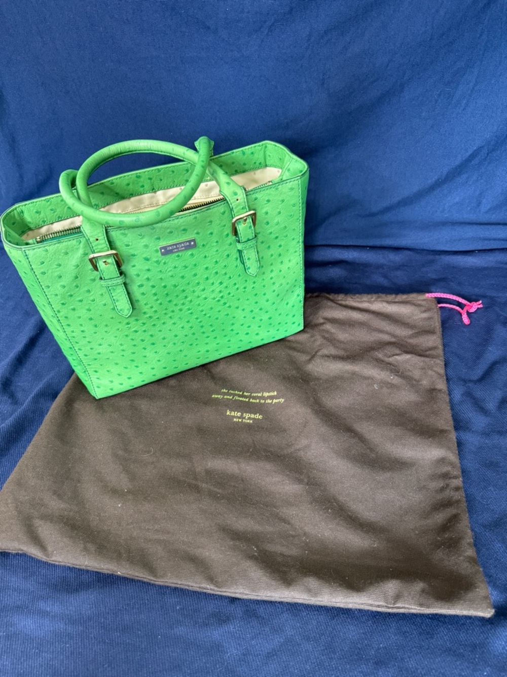 Kate Spade ostrich pattern handbag EUC - Picture 2 of 16